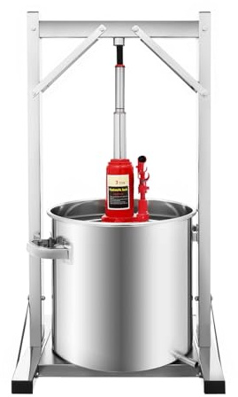22L Edelstahl Obstpresse & Weinpresse, Effiziente Beerenpresse für Saft und Wein, Manuelle Fruchtpresse für Trauben, Äpfel und alle Obstsorten, Ideal für Hobbyweinbau und Selbstversorger