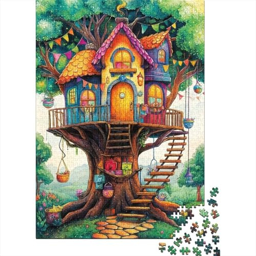 Whimsical Treehouse 1000 Pc Sturdy Cardboard Jigsaw Puzzle Bundle Couple Partners Fun Challenge Brain Training Gifts Gift Idea 70x50cm/1000pcs