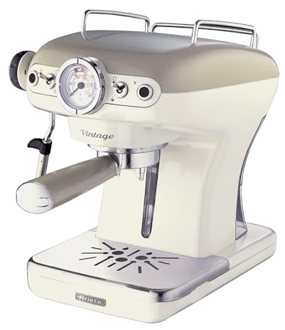 Ariete 1389/13 Retro Style Espresso Machine and Built in Milk Frother, Barista Coffee Maker Ideal for Americanos, Lattes and Cappuccinos, Filter Holder for Powder or Pods, Beige