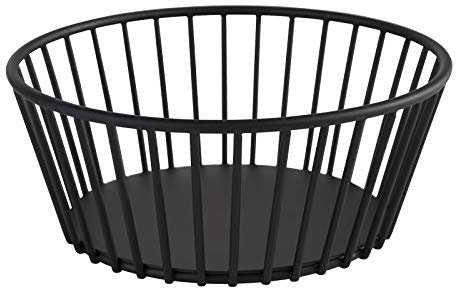 APS Urban cestino rotondo in metallo a rete, cestino a rete robusto, Ø 17 cm x H: 7 cm, cestino per il pane, cestino per la frutta, impilabile, nero, lavabile in lavastoviglie