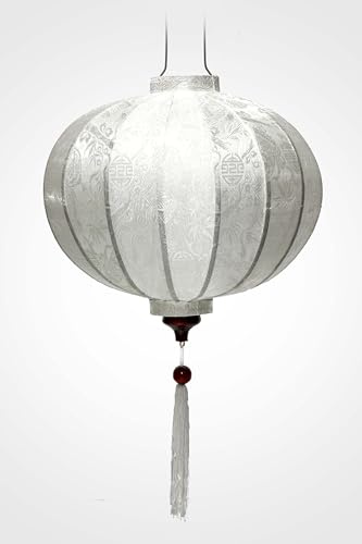Lampion Asiatisch Hoi an Seide weiß R – Ø 47 cm – Handwerkskunst aus Vietnam (REF. R40-B)