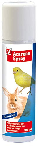 Milo srl Acarene Staubmilben-Spray für Vögel, Käfig, Voliere, Kaninchen, Anti-Rost