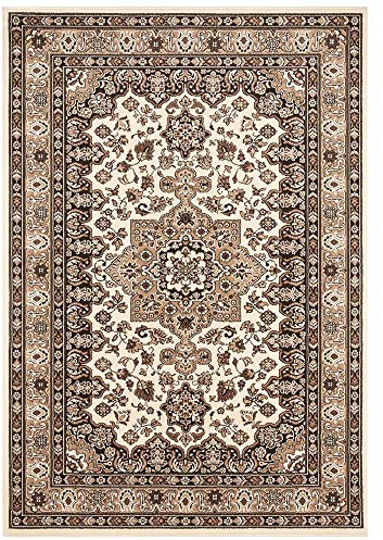 Nouristan Mirkan Orient Teppich – Wohnzimmerteppich Orientalisch Kurzflor Vintage Orientalischer Teppich für Esszimmer, Wohnzimmer, Schlafzimmer – Beige, 160x230cm