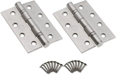 Door Hinges FIRE Rated 4’’x 3’’ Ball Bearing CE13 Grade Stainless Steel -Satin (1 Pair (2 Hinges))
