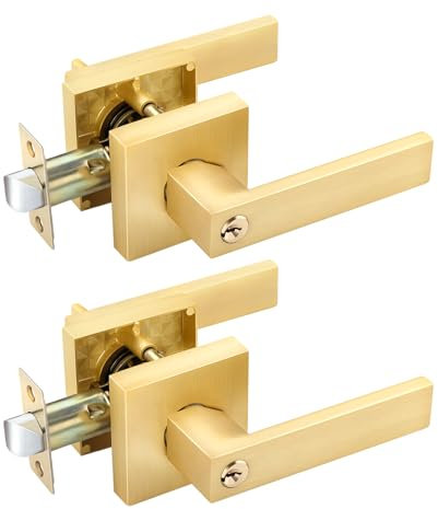 2-pack ingångsdörrspakar i satinmässingsfinish för innerdörrar