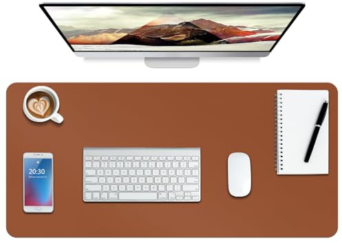 Leder-Schreibtischunterlage,wasserdichte Schreibtischunterlage für Schreibtisch, Schreibtischunterlage für Tastatur und Maus, Leder-Mauspad-Schutz für Büro und Zuhause, 76 * 36.5cm(M Brown)