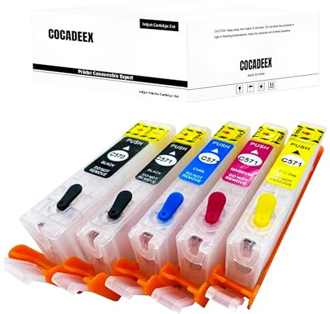 COCADEEX Leere nachfüllbare Tinte, kompatibel mit Canon PGI-570XL CLI-571XL, für Pixma TS5050 MG5750 MG5700 MG5751 MG5752 MG5753 MG6800 MG6850 MG6851 MG6852 MG6853 TS5051 TS5053 TS5055 TS6050 Drucker