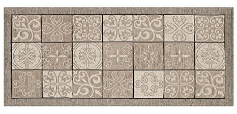 BIANCHERIAWEB Küchenläufer rutschfest, waschbar, Küchenläufer Maße 55 x 280 cm, Küchenläufer Made in Italy mit Majolica Taupe, waschbar, bügelbar