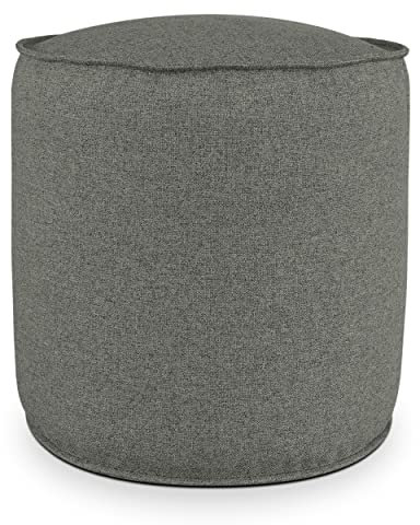 Deshome - Sitzhocker Sitzpouf Pouf rund Ø 50 cm mit abnehmbarem Polster für Innen- und Außenbereich: Sitzpouf Design für Sofa, Wohnzimmer, Schlafzimmer, Sitzhocker, Light Pouf Grau braun