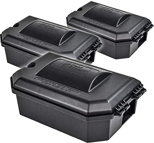 Pest Expert Heavy Duty Rat & Mouse Poison Outdoor Bait Boxes (x3) Large, Secure & Lockable Bait Stations for Rat Poisoning Super Strength Blocks, Grain & Pasta Bait, Industrial Strength, Key Included