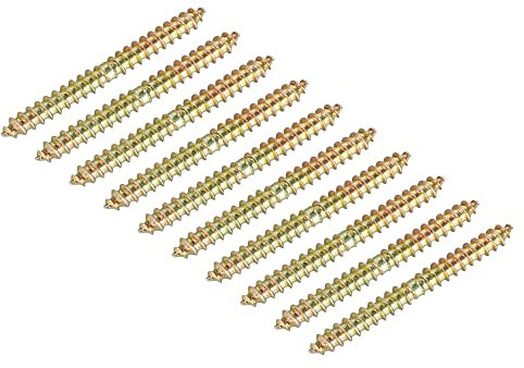 sourcing map 5x50mm Vis Double Filetage Boulon Cintre, 12pcs Double Terminal Autotaraudant Vis Bois Cheville pour Connexion