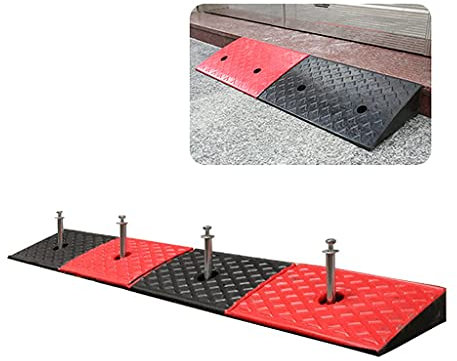 CAZARU 3–5 cm hohe, strapazierfähige Bordsteinrampe aus Gummi, tragbare Trittstufen, Schwellenrampen-Set, Laderampenneigung für Einfahrt, Bürgersteig, Laderampe/98 x 15 x 4 cm (38,6 x 5,9 x 1,6 Zoll)