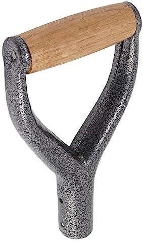 Fockety Manche de Pelle à poignée en D, Manche de Pelle réutilisable avec poignée en Bois, Manche de Remplacement de Pelle en métal pour Le Jardin, Outil de creusage et de ratissage.