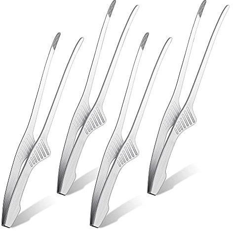 Rfeeuubft Korean and Japanese Barbecue Tongs, Self-Standing Barbecue Tongs, Non-Slip Cooking Utensils, Rustproof Tongs