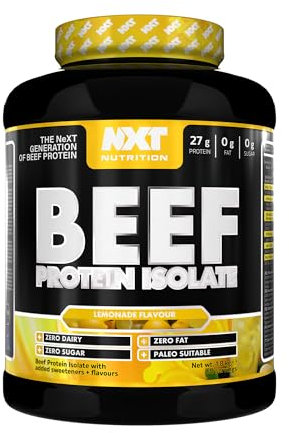 NXT Nutrition Beef Protein Isolate Powder - Protein Powder High in Natural Amino Acids - Paleo, Keto Friendly - Dairy and Gluten Free - Muscle Recovery | 1.8kg | Lemonade