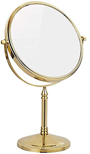BaHeLs Standspiegel, 8-Zoll-doppelseitiger Messing-Kosmetikspiegel mit Vergrößerung, drehbare Tisch-Rasierspiegel, Gold, 7X (Chrom 7X) (Gold 10X)