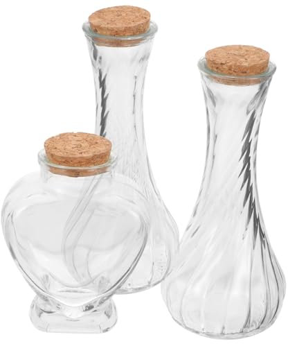 Yardenfun Kit de ceremonia de arena para bodas de 3 piezas botellas de cristal para deseos decorativos