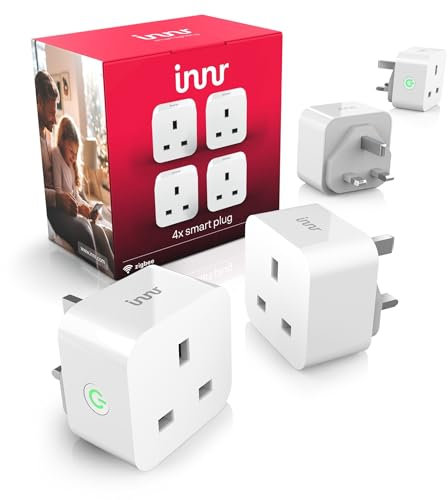 Innr Zigbee Smart Plug, Works with Hue* and Alexa, Works as Zigbee Repeater, Power Monitoring, Smart Socket, 4-Pack