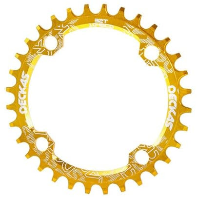 ZiYouao Kettenblatt BCD 104 34T 36T 38T rund schmal breit 104BCD 34 32 Zähne MTB Fahrrad Kettenblatt Single Speed ​​Aluminium 12V 11V FahrradkettenbläTter(38T,Gold)