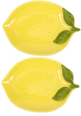 Amosfun 2stücke Zitronen Keramik Teller Zitronen Dessertteller Servierteller Keramikteller Für Vorspeise Teller Für Hause Multifunktions Keramikteller