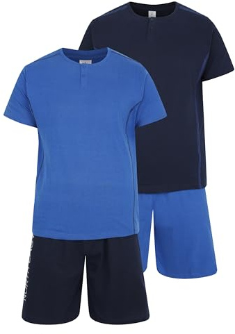 Mens 2 Pack Short Pyjamas Nightwear PJ Sets Twin Pack UK Sizes L XL XXL New