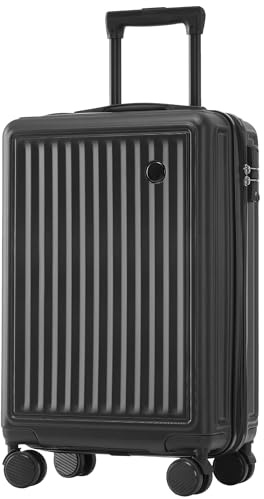 Weavelife Valise rigide à roulettes, valise de voyage, bagage à main, 4 roulettes, matériau ABS, TSA, bagage avec extension de volume de 25 %, noir, Noir , Mittelgroßer Koffer, Valise rigide à