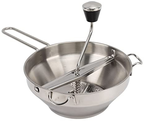 Passapatate, Passapatate in Acciaio Inossidabile, Passapasta Girevole in Argento di Grande Capacità con 3 Piastre di Macinazione Intercambiabili for Macinare, Passare, Grattugiare, Frutta, Verdura