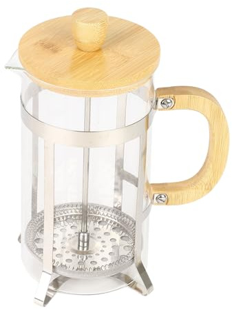 JTLB Cafetera de vidrio resistente al calor de 1000 ml con tapa de bambú y asa, para capuchino, moca, café colombiano, prensa de filtro de preparación manual
