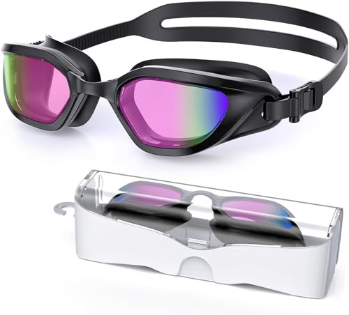 Zeligerstar Swimming Goggles, Goggles Swimming Adult with 3 Sizes Nose Bridges, Anti-Fog UV Protection No Leaking Adjustable Swim Goggles for Men Women Junior
