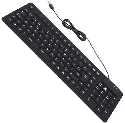 ZJchao Teclado, Teclado 108 Teclas Español con USB con Cable Portátil Plegable Silencioso Impermeable A Prueba De Polvo Teclado De Silicona Teclados De Computadora Teclados para PC