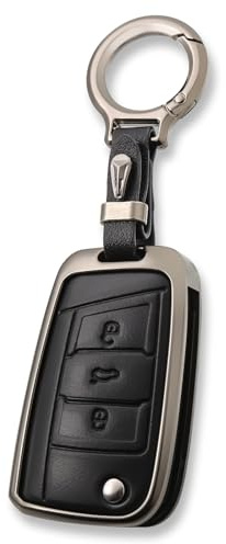 OFFCURVE Schlüsselhülle Leder Zinklegierung für VW Golf 7 Polo Touran Skoda