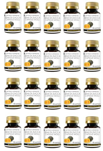 Semi di Zucca 1400 Softgels | Perle con Olio Spremuto a Freddo titolato in Omega 3 Omega 6 e Omega 9, Acido Linoleico e Acido Oleico | 1 Softgel al giorno