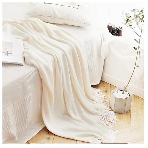 Strickdecke mit nordischen Quasten für Büro und Klimaanlage, bunte Streifen, großer Schal für weiches Sofa, Freizeit, Decke für Tagesdecke