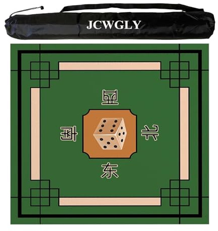 Grande Tappetino Da Tavolo Quadrato Mahjong Con Regole, Tovaglia Mahjong Antiscivolo E Con Riduzione Del Rumore Per Giochi Di Poker, Carte, Da Tavolo E Piastrelle(Green,120x120cm/47.24x47.24in)
