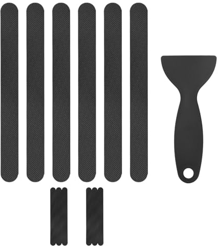 M METERXITY 12 PCS Anti Slip Shower Stickers Black Bathtub Non-Slip Stickers Safety Bathtub Strips Adhesive Decals with Scraper for Shower/BathTub/Stairs Steps/Floor/Ladders