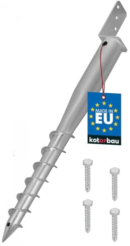 KOTARBAU® L Postes para atornillar L 735 mm de acero galvanizado, manguito de impacto para suelo de impacto, base de postes, pernos en L, anclaje de tierra, anclaje para postes de madera para vallas