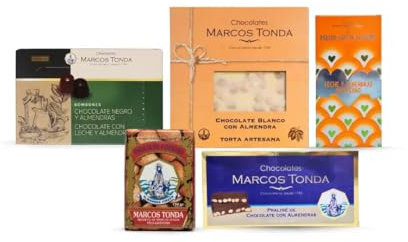 Chocolates Marcos Tonda – Pack Chocolate Con Almendras | Chocolate Con Almendras Con 5 Productos | Bombones Para Regalar 155g | Chocolates Originales Para Regalar | Desde 1793