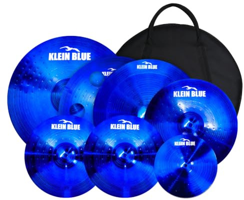 PD Titanium Color Cymbals Set – 7-Piece Drum Cymbal Pack for Acoustic Kits – Red/Blue/Black – Lightweight, Durable & Stage-Ready – Direct from Manufacturer (Blue)