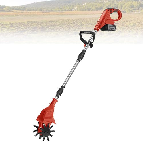 21-V-Akku-Grubber, Gartenfräse mit 270 U/min, 1- oder 2-Batteriesatz, 20 cm Breite, 25 cm Tiefe, tragbar für Rasen und kleine Gärten,Red-DualBlades-1battery