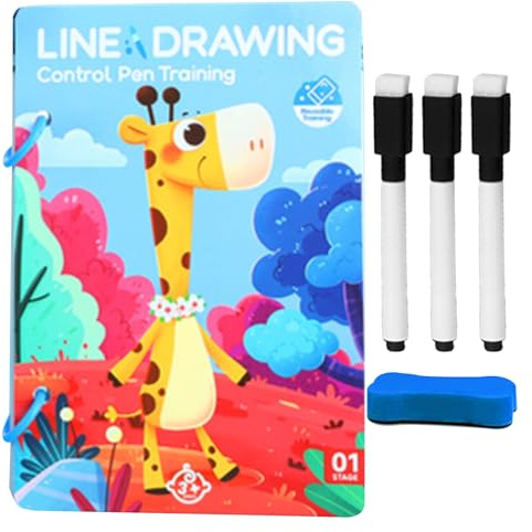 Scribble Tarjetas de práctica de escritura | Juego educativo reutilizable para guiar la pluma - Escribir libro educativo Diversión interactiva Desarrollo de habilidades para niños en edad preescolar