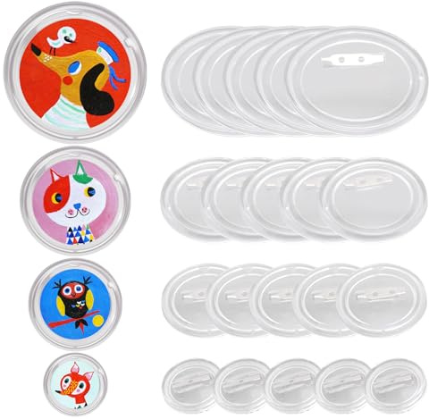 Hoypeyfiy 40 Stück Button Maker DIY Acryl, 25/37/44/58 mm Leere Ansteckbuttons, für Bilder Fotos für Bastelbedarf Bilder Fotos