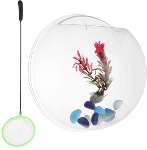 Yardenfun Wall-mounted Fish Tank Diameter Clear Acrylic Aquarium Planter for Indoor Spaces Dual-function Transparent Vase for Betta Fish and Plants with Accessories