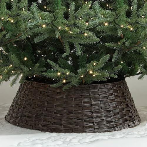 Odot Weihnachtsbaum Rock Rattan 120-150cm, Weihnachtsbaum Rock aus Rattan in Natur Farbe Abdeckung für Christbaumständer Korb Deko für Weihnachtsbaumständer (40 * 60 * 17cm,Braun)