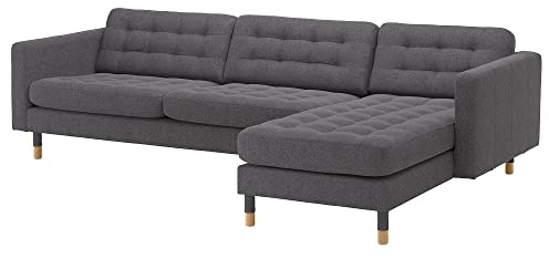 ProTuning LANDSKRONA 4-Sitzer Sofa mit Chaiselongue/Gunnared Dunkelgrau/Holz