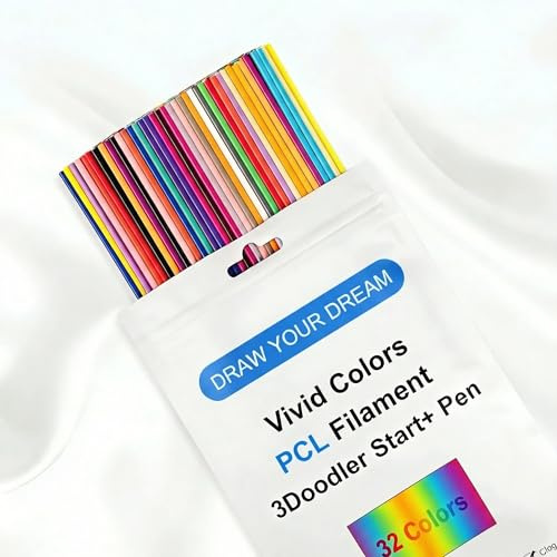 KEZAINN 32 Colors 2.5mm Low-Temp PCL 3D Doodler Pen Refills - Compatible with 3Doodler Start/Start+ - 15.2cm/Strand, 5 Pcs/Color, 160 Pcs Total - Kids & Beginners