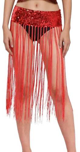 Falda de danza con flecos, cinturón de borlas para danza latina del vientre – Disfraz para ejercicio de actuación