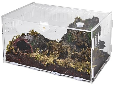 Terrarium à Escargots, Récipient en Acrylique d'Insecte, Terrarium Transparent pour Lézards, Terrarium pour Reptiles, Habitat Portable pour Reptiles et Amphibiens, Grenouilles, Scorpions (40×25×20cm)