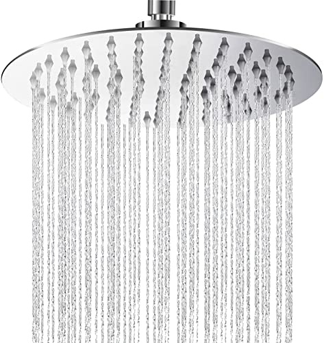 8 Zoll Regendusche Duschkopf | 304 Edelstahl Regenduschkopf Verstellbarer Kopfbrause mit Anti-Kalk-Düsen | Wassersparend Brausekopf Runden Einbauduschköpfe mit Poliert Spiegeleffekt für Bad (20CM)