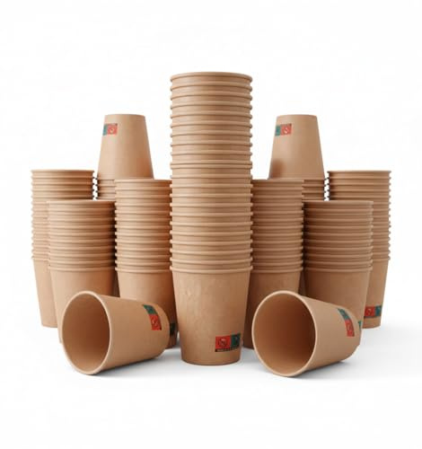 GASTROTOMI Vasos de Carton 240 ml (8 oz) – Pack 200 Unidades de Vasos Desechables - Resistentes para Bebidas Frías y Calientes - Café, Refrescos, Cerveza y Eventos - Reciclables y Uso Profesional