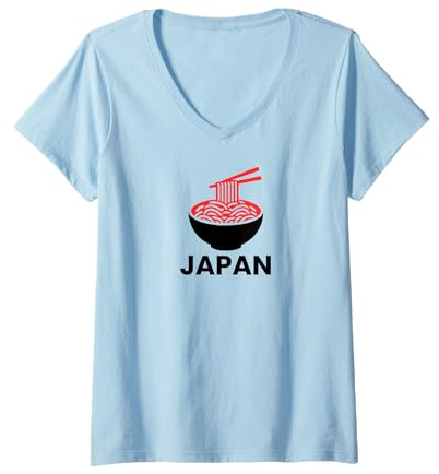 Mujer Japón Travel - Tazones de Fideos Ramen, Camisetas y Accesorios Camiseta Cuello V